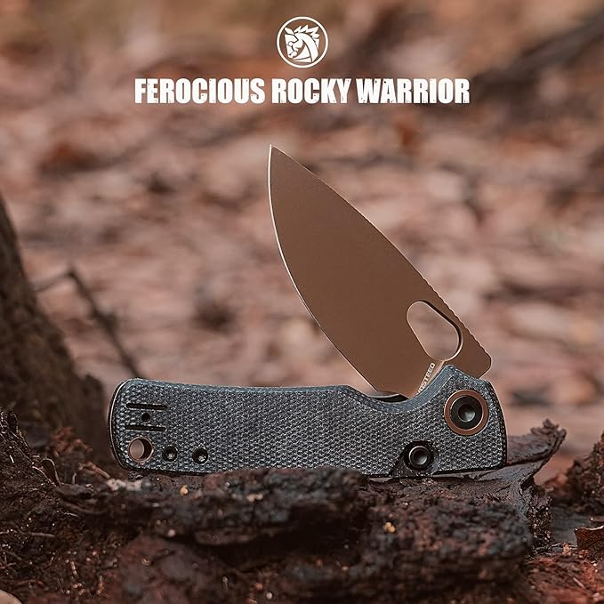 Vosteed Porcupine - EDC Pocket Knife, 2.99’’ 14C28N Steel Rose Gold Blade, Top Liner Lock Micarta Handle - Lightweight Folding knives with Clip for Men & Women Camping Outdoor-A2602