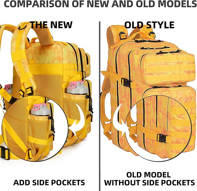 45L Tactical Assault Backpack 3 day assault pack with Molle Waterproof backpack Rucksack for Tactical Backpacks (Yellow)