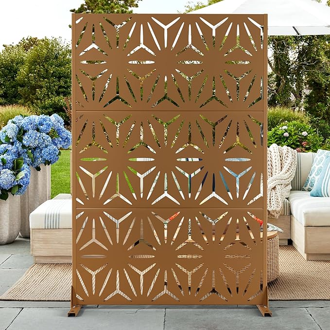 72" H×47" W Metal Privacy Screen Outdoor Privacy Screen Freestanding, Outdoor Privacy Screens and Panels for Patio Lawn Deck(Consists of 3 Panels)