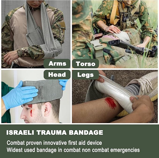 Upgrade Israeli Style Emergency Bandage, 2Pack 6 Inch Compression Bandage for Emergency Wound Dressing, First Aid and IFAK Trauma Military (6Inch-2Pcs)