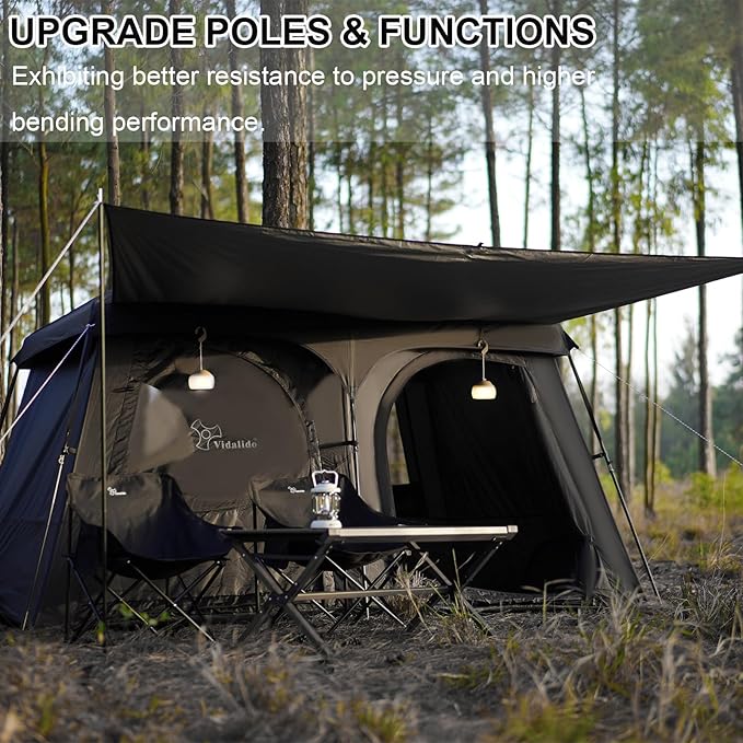 Vidalido Tents,6-8 Person Camping Tent with Extended Vestibule,2 Room Weather Resistant Family Tents,Easy Install Waterproof Outdoor Tent for Backpacking and Camping Hiking