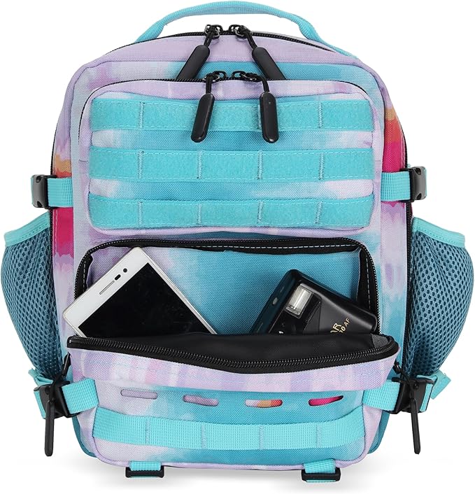 9L Mini Tactical Backpack 9L Assault Pack 9L Tactical Backpack Hiking Fitness Backpack(Rainbow Tie-Dye)