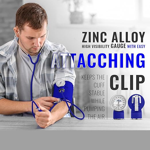 ASA TECHMED Medical Starter Kit - Stethoscope, Durable Blood Pressure Monitor, and EMT Shears and Protective Carrying Case Ideal for Healthcare Professionals, Blue