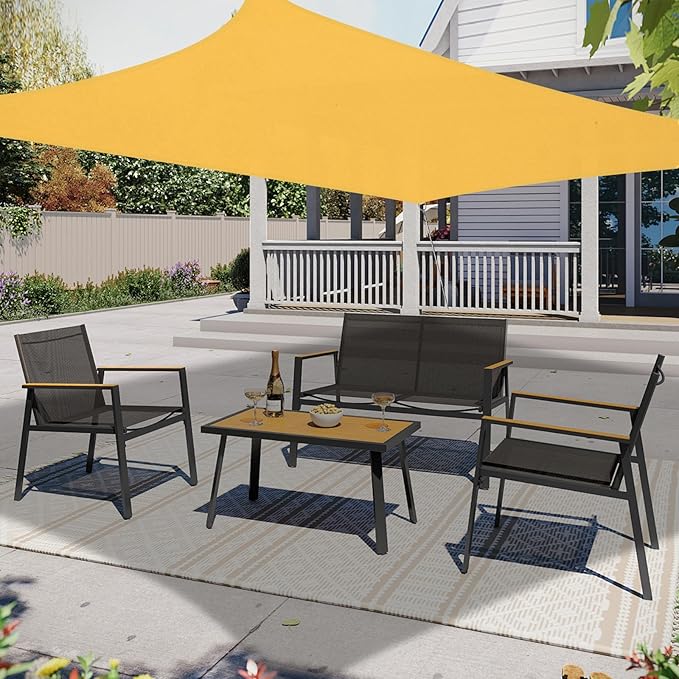 10' x 13' Sun Shade Sail, Rectangle Waterproof Canopy Awning UV Block Sunshade for Outdoor Patio Garden Terrace Backyard Pergola Sunscreen (Yellow) (Customization Acceptable)