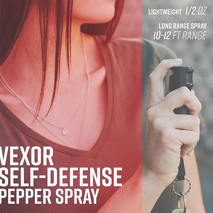 Zarc Vexor Police Strength Pepper Spray, Flip-Top Finger Grip, 20+ Shots, 10-12 Ft. Range - 4 Pack
