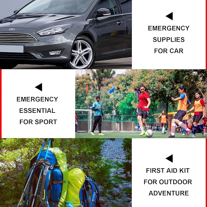 276PCS Small Travel First Aid Kit Supplies for Business, First Aid Emergency Set Backpacking Essentials Items Trauma Survival Kits for Outdoor Adventure, Black AMORNING
