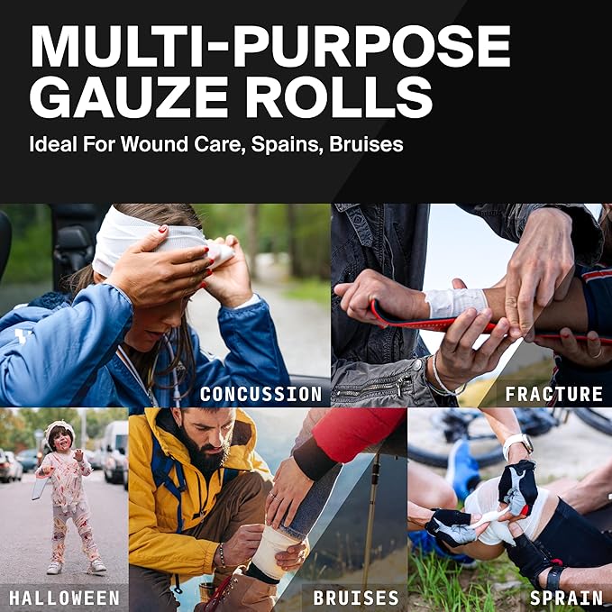 4" Stretch Gauze Roll – Conforming Medical Bandage Wrap for Wound Care, First Aid, and Injury Dressing, 10 Count