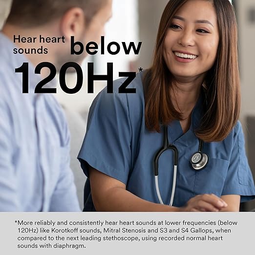 3M Littmann Classic III Monitoring Stethoscope, 5875, More Than 2X as Loud, Weighs Less, Stainless Steel Smoke-Finish Chestpiece, 27" Lime Green Tube, Blue Stem, and Smoke Headset