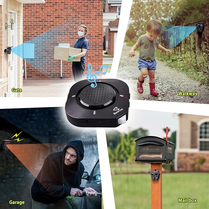 1/2 Mile Long Range Solar Wireless Driveway Alarm System IP65 Weatherproof Outdoor Motion Detectors&Sensor 120dB Siren Sound Light Security Alert System Monitor&Protect Outdoor/Indoor Property(1R2S)