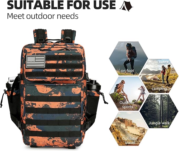 45L Tactical Assault Backpack 3 day assault pack with Molle Waterproof backpack Rucksack for Tactical Backpacks (Mars Camo)