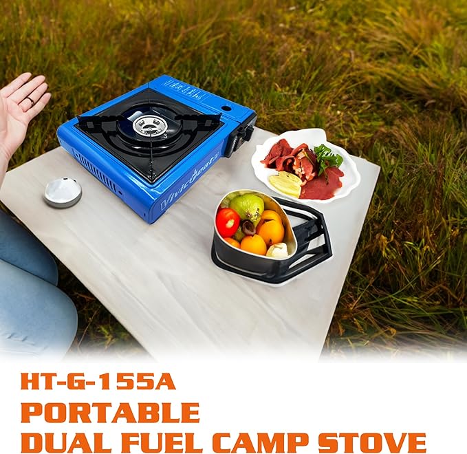 Vivicreate 7000 BTU Portable Butane Gas Stove for Camping Cooking Outdoor, Lightweight Portable Stove Burner with Auto Ignition, Estufa de Gas PortĆ”til para Camping al Aire Libreļ¼Blueļ¼