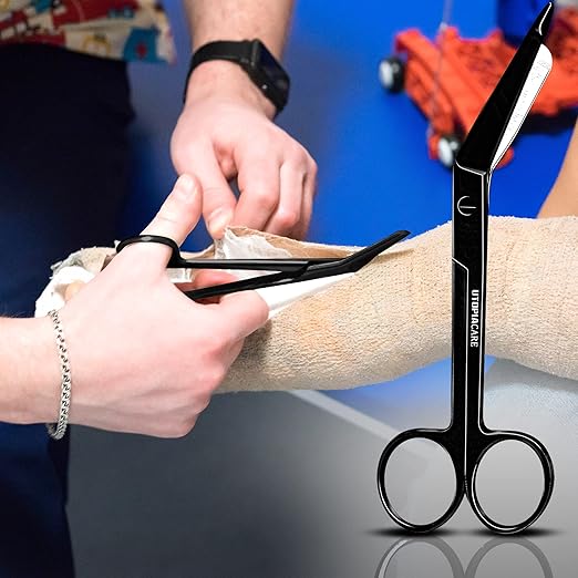 Utopia Care Bandage Scissors, 5.5 Inch Stainless Steel Shears for First Aid and Professional Use – Black