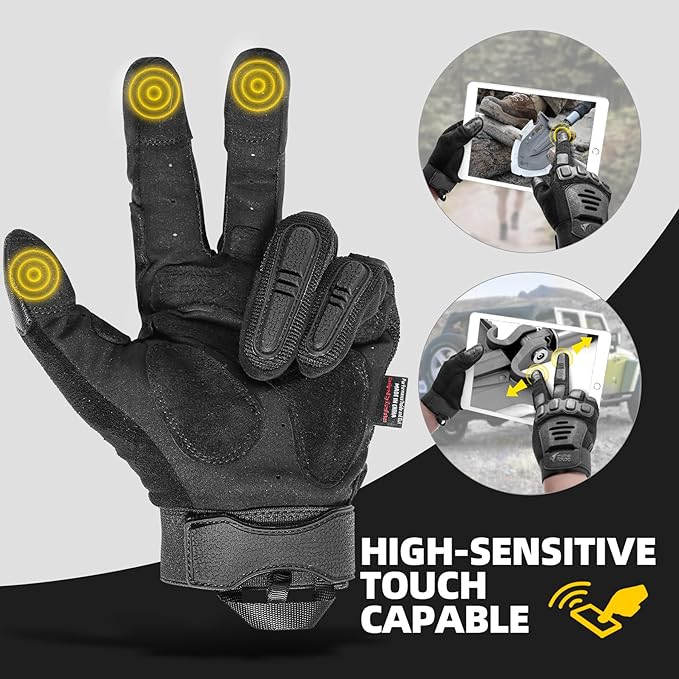 ZUNE LOTOO Touchscreen Tactical Gloves Men with TPR Finger Impact Protection & Palm Padded for Motorcycle Airsoft Paintball Range Work