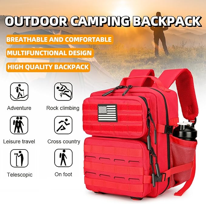 9L Tactical Assault Backpack Gym Pack Hiking Travel Camping Backpack(Red)