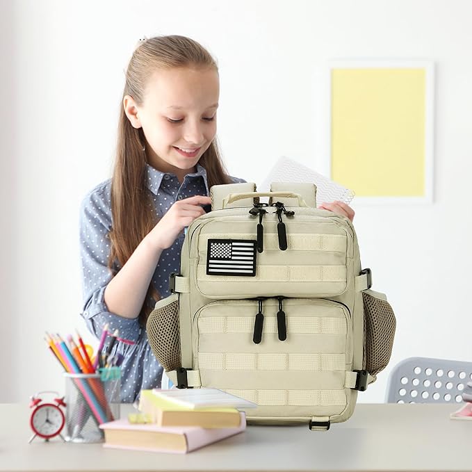 9L Mini Tactical Backpack for Men and Women, Tactical Backpack Small for Hiking, Small Tactical Bag (CreamColored)