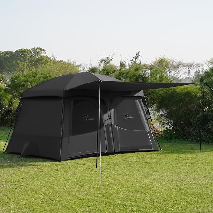 Vidalido Tents,6-8 Person Camping Tent with Extended Vestibule,2 Room Weather Resistant Family Tents,Easy Install Waterproof Outdoor Tent for Backpacking and Camping Hiking
