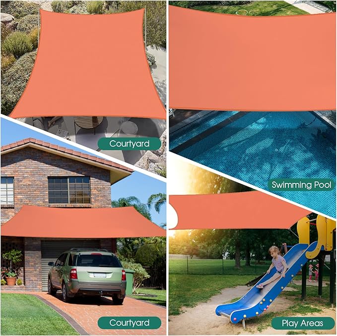 10' x 13' Sun Shade Sail, Rectangle Waterproof Canopy Awning UV Block Sunshade for Outdoor Patio Garden Terrace Backyard Pergola Sunscreen (Terracotta) (Customization Acceptable)