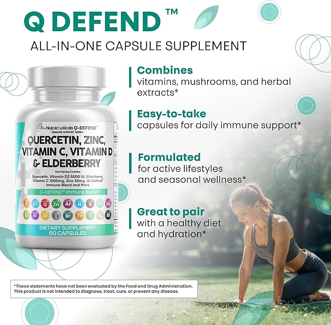 Clean Nutraceuticals Quercetin Zinc Vitamin C Vitamin D Bromelain Elderberry - Lung Immune Support Supplement Adults with Artemisinin, Sea Moss, Echinacea, Allergy Relief