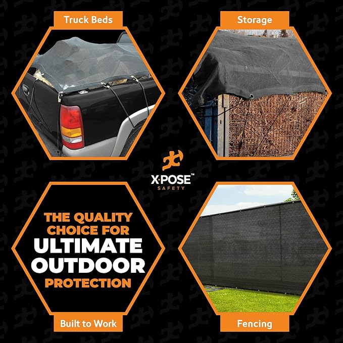 Xpose Safety Heavy Duty Mesh Tarp – 12’ x 26’ Multipurpose Black Protective Cover with Air Flow - Use for Tie Downs, Shade, Fences, Canopies, Dump Trucks – Tear Resistant