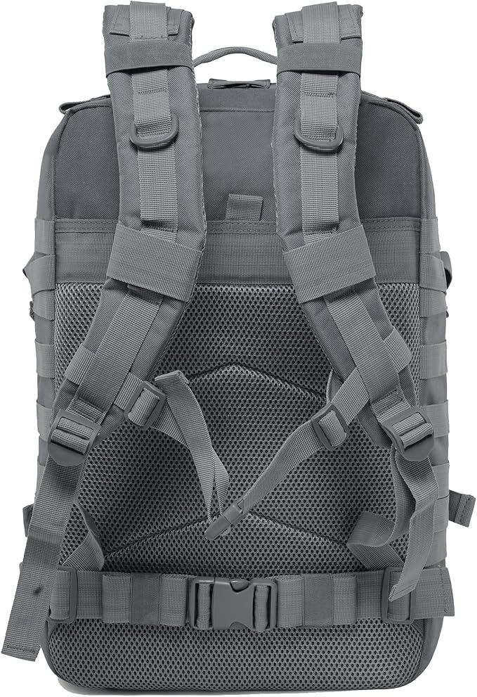 45L Military Tactical Backpack for Men & Women Bug Out Bag Assault pack Molle Daypack Hiking Trekking Rucksack(Grey)