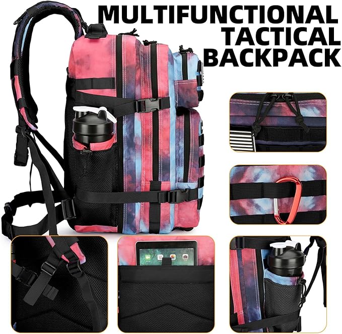 25L Tactical Backpack Military Tactical Backpack for Men and Women Small Assault Pack Outdoor Travel Hiking Camping Rucksack with Molle Webbing (Nebula Camo)