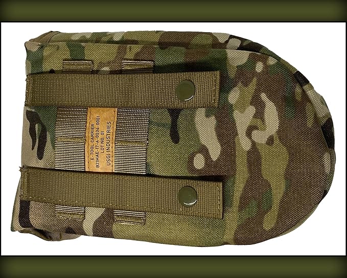 USGI Industries Military Style Shovel | Tri-Fold Entrenching Tool with Serrated Edge | Lightweight, Foldable, Compact, Multi-Use Perfect for Camping, Survival, Trenching (OCP Cover)