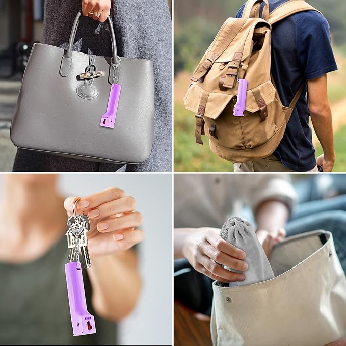 3-in-1 Personal Safety Alarm with Pepper Spray Gel - Self Defence Defense Keychain for Women, Girls Protection Devices Tools, Bottle Replaceable, 140dB Siren Key Chain, Strobe Light, UV Marking Dye