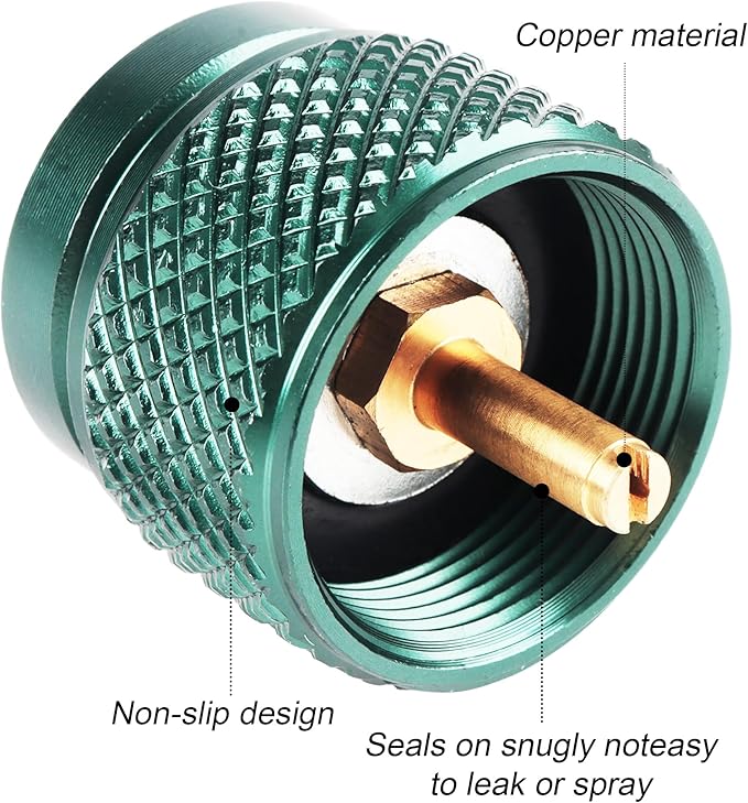 Camping Stove Adapter 1 Lb Propane Small Tank Input EN417 Lindal Valve Output Outdoor Cylinder LPG Canister Adapter for Outdoor Backpack Hiking 2PCS