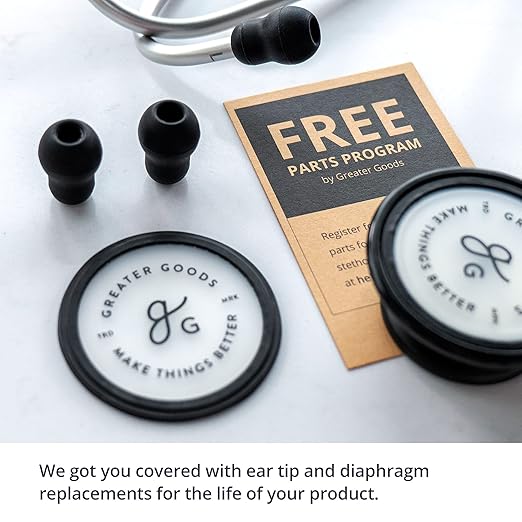 Greater Goods Dual-Head Stethoscope ā Clinical Grade, Lightweight, High-Precision Sound, Ideal for Doctors, Nurses, Students, and Medical Professionals, FSA and HSA Eligible (Black)