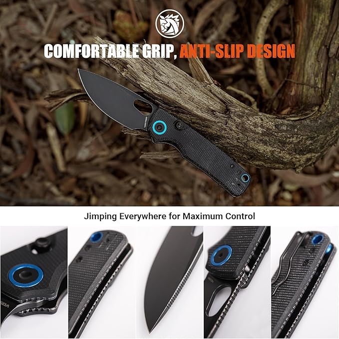 Vosteed Porcupine EDC Folding Knife, 2.99’’ 14C28N Steel Big Belly Blade, Top Liner Lock Micarta Handle - Lightweight Pocket knives for Men & Women Camping Hiking - A2601