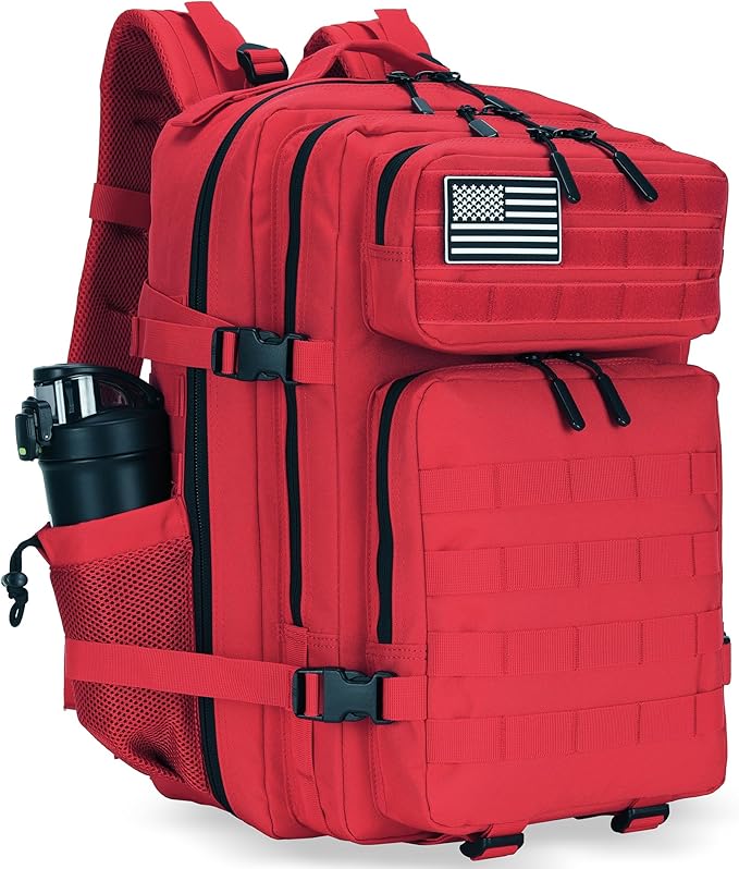 45L Tactical Assault Backpack 3 day assault pack with Molle Waterproof backpack Rucksack for Tactical Backpacks (Red)