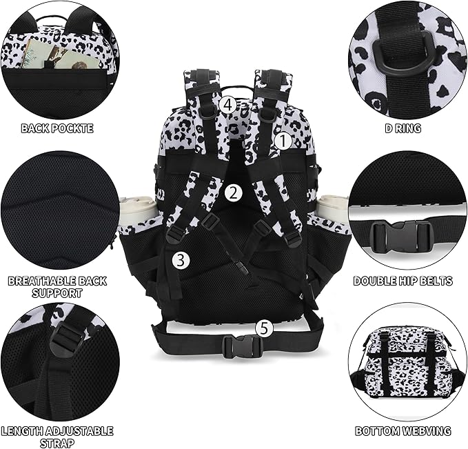 25L Tactical Backpack Small Military Tactical Backpack Molle Bag Heavy Duty Assault Pack for Work Gym Outdoors (Leopard)
