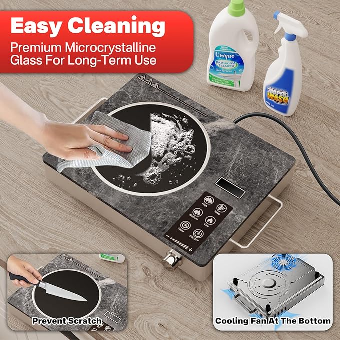 1800W Electric Infrared Stove, Single Burner Electric Cooktop, Portable Countertop Burner for Cooking, Plug in Kitchen Hot Plate, Temperature Adjustable Compact Hob Camping Stoves