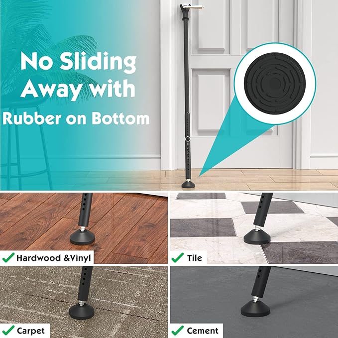 2Pack Door Security Bar for Hinged Sliding Doors and Windows,19 to 52 Inch Adjustable 3 in 1 Door Security Barricade Security Bar, Portable Home Security Door Stopper