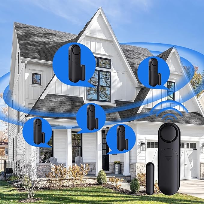 5-Pack Window Alarms for Home Security, 120dB Door and Window Open Sensor Chime for Kid Safety, Pool Safety, Sliding Door, DIY Protection, Easy Installation,Ideal for Home,Garage,Apartment,Black