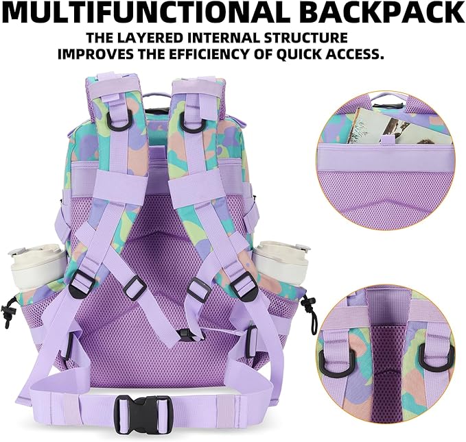 25L Tactical Military Backpack Small Travel Backpack for Men and Women Assault Pack Bug Out Bag Molle Daypack Gym Backpack with Bottle Holder (Color Camo)