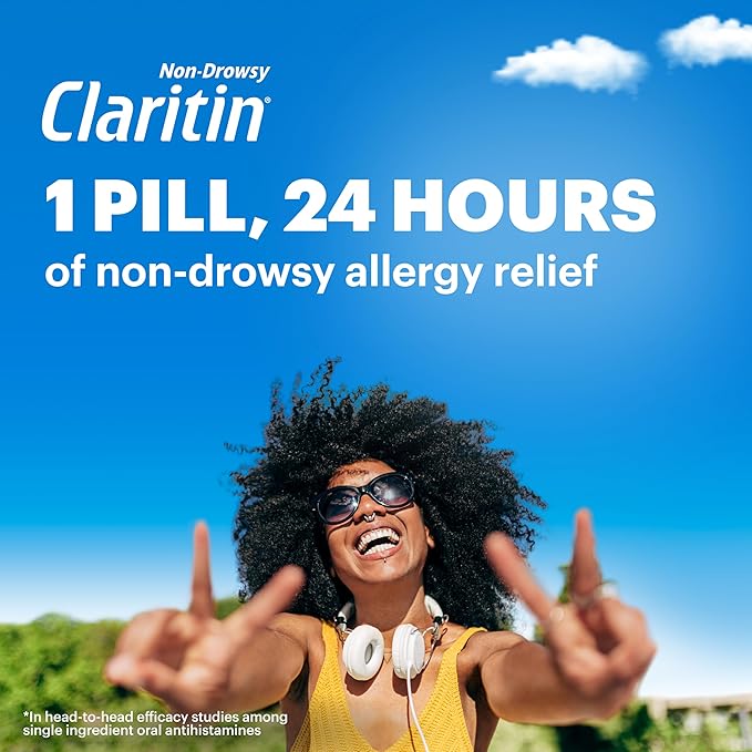 Claritin Allergy Medicine for Adults, 24-Hour Non-Drowsy Loratadine 10mg Pills, Antihistamine, 100 Tablets