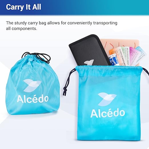 Alcedo Suture Practice Kit for Medical Students, Complete Set (32 Pieces) Include Extra Large Suturing Pad with Pre-Cut Wounds, Tools Kit, and Suture Threads, Perfect for Demonstration and Education