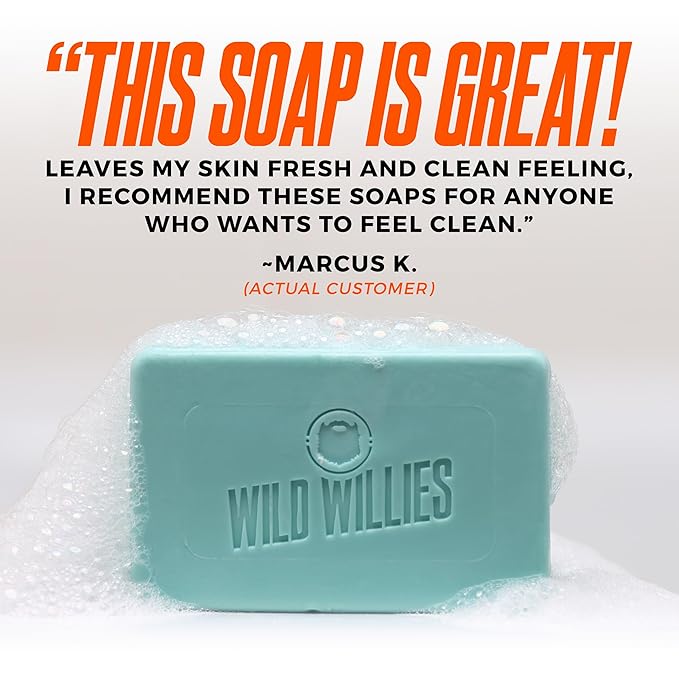 Wild Willies Moisturizing Mens Bar Soap - Bath Soaps with Shea Butter for Odor Protection - Natural Body Bar for Men - Sunrise Ridge Scent, 3 Pack