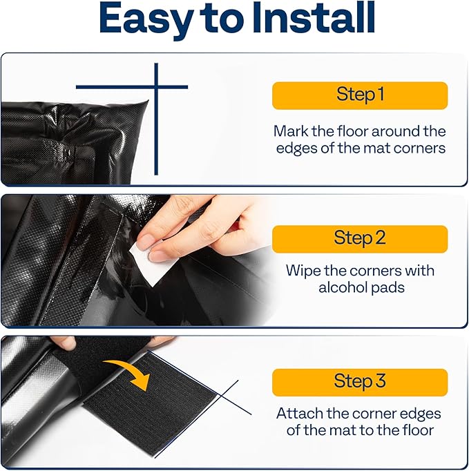 VIVOHOME Containment Mat (7'9" x 16') with Stay Put Corner, PVC Garage Mats for Floor, Heavy Duty Garage Parking Mat with a Squeegee