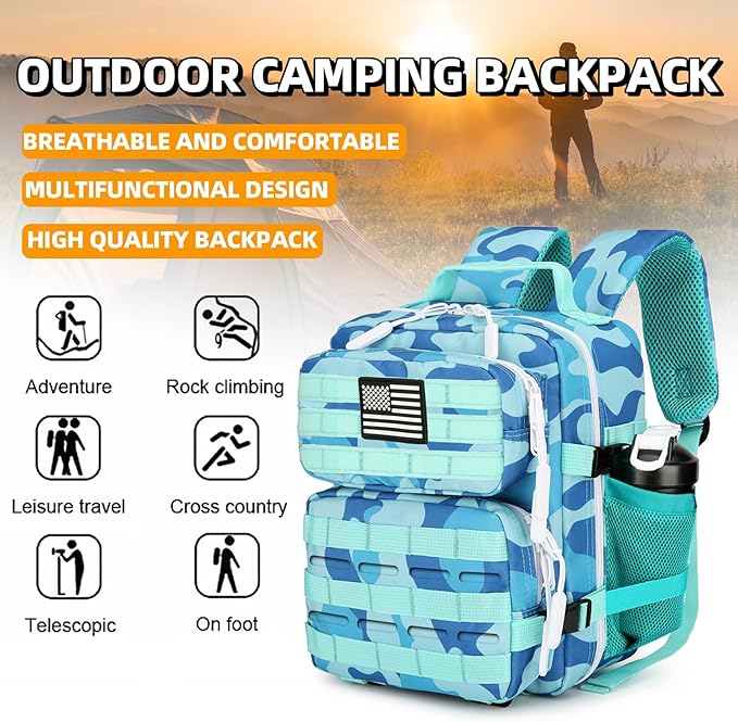 9L Mini Tactical Backpack 9L Assault Pack 9L Tactical Backpack Hiking Fitness Backpack (Blue cp)