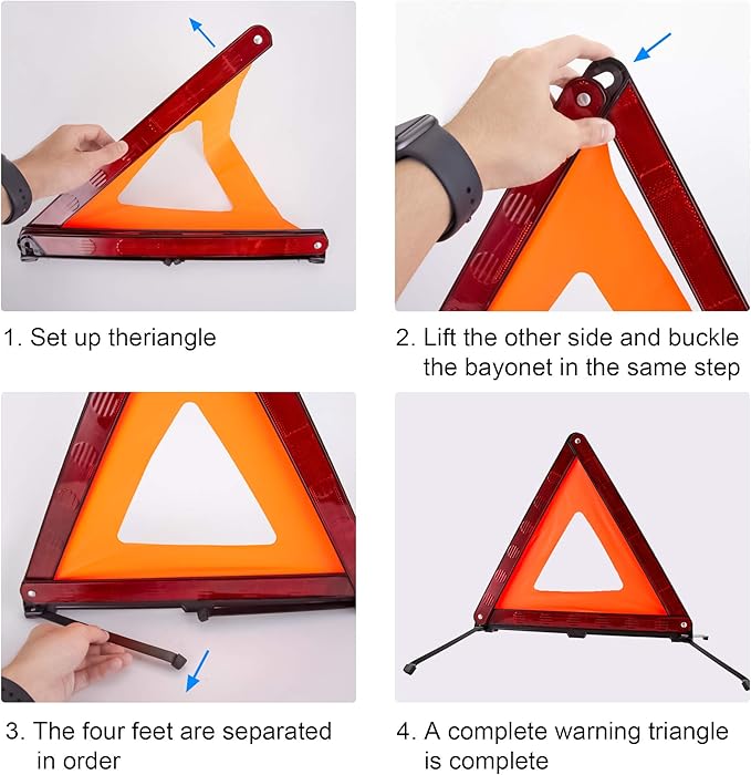 XOOL Triple Warning Triangle Emergency Warning Triangle Reflector Safety Triangle Kit Suitable for Roadside Emergencies, 3-Pack