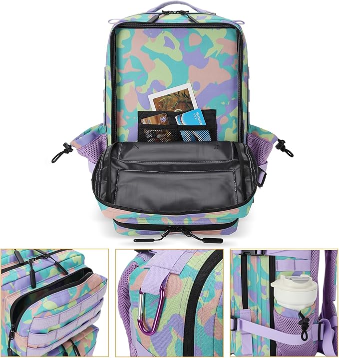 25L Tactical Military Backpack Small Travel Backpack for Men and Women Assault Pack Bug Out Bag Molle Daypack Gym Backpack with Bottle Holder (Color Camo)