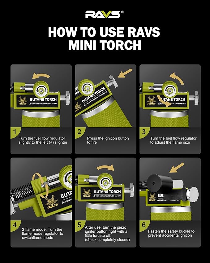 RAVS Butane Torch Lighter, DUAL Flame Mode Kitchen Torch Cooking Torches, Creme Brulee Torch lighters butane refillable, Mini Torch Micro Torch for Welding, Soldering Torch, Butane is Not Included