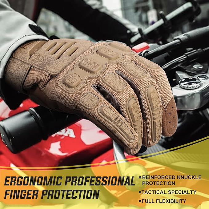 ZUNE LOTOO Touchscreen Tactical Gloves Men with TPR Finger Impact Protection & Palm Padded for Motorcycle Airsoft Paintball Range Work