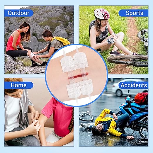 34 Pack Wound Closure Strips, Zip Stitches Wound Closure Kit 6PCS Repair Wounds Without Stitches, Sutures Butterfly Bandaids for Cut Care, Skin Closures, Outdoor Survival, Trauma Care