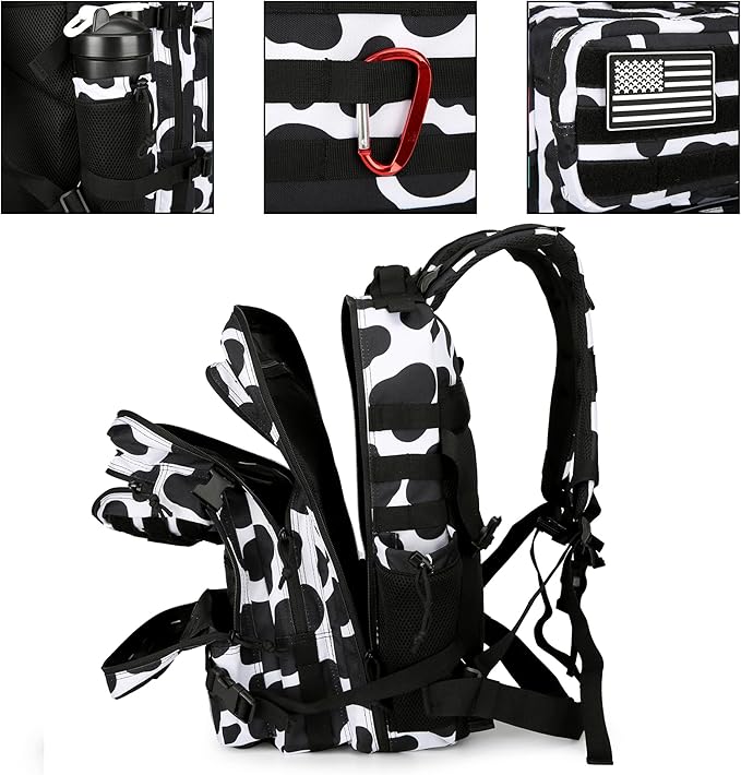45L Tactical Assault Backpack 3 day assault pack with Molle Waterproof backpack Rucksack for Tactical Backpacks (Cow color)