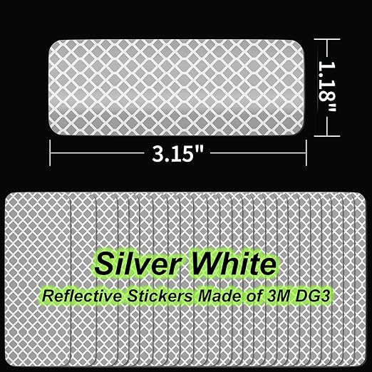 20 Pcs Super Reflection Reflective Stickers Made of 3M DG3, Safety Reflective Tape for Car Bike Mailbox Helmet, White Reflective Tape Outdoor Waterproof 3.15" X 1.18"