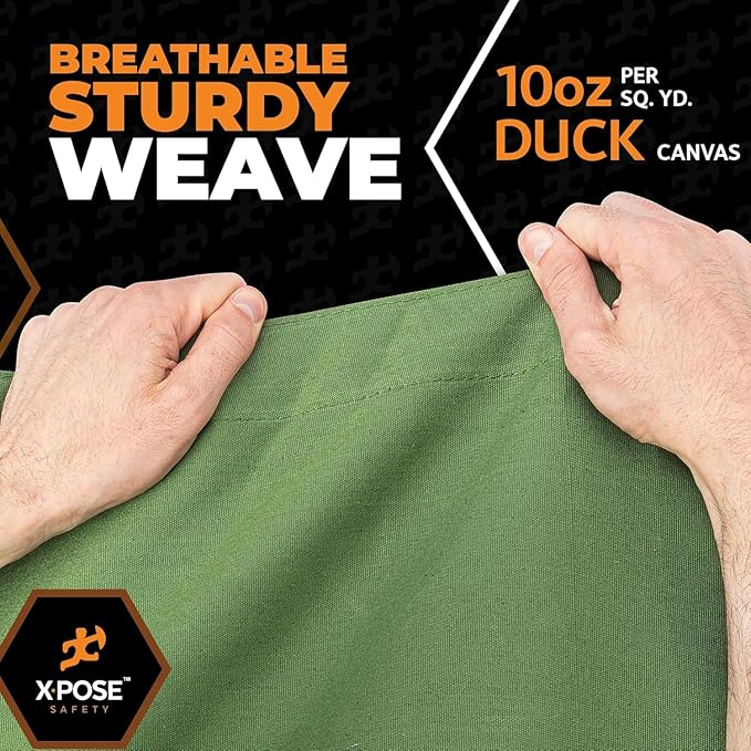 Xpose Safety Canvas Tarp - 10oz Green Canvas Tarps Heavy Duty Water Resistant with Brass Grommets- Multipurpose Outdoor Tarpaulin for Camping, Canopy, Trailer, Equipment Cover 8' x 16' (2 Pack)