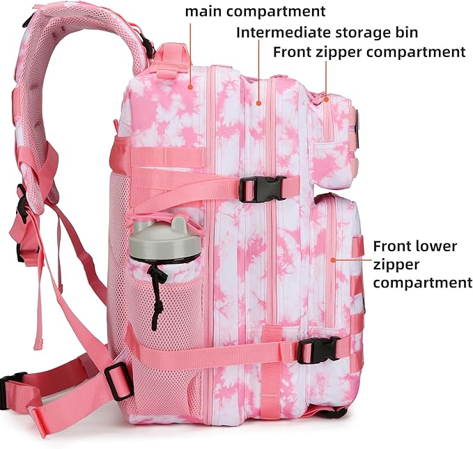 45L Tactical Assault Backpack 3 day assault pack with Molle Waterproof backpack Rucksack for Tactical Backpacks (Pink coral)